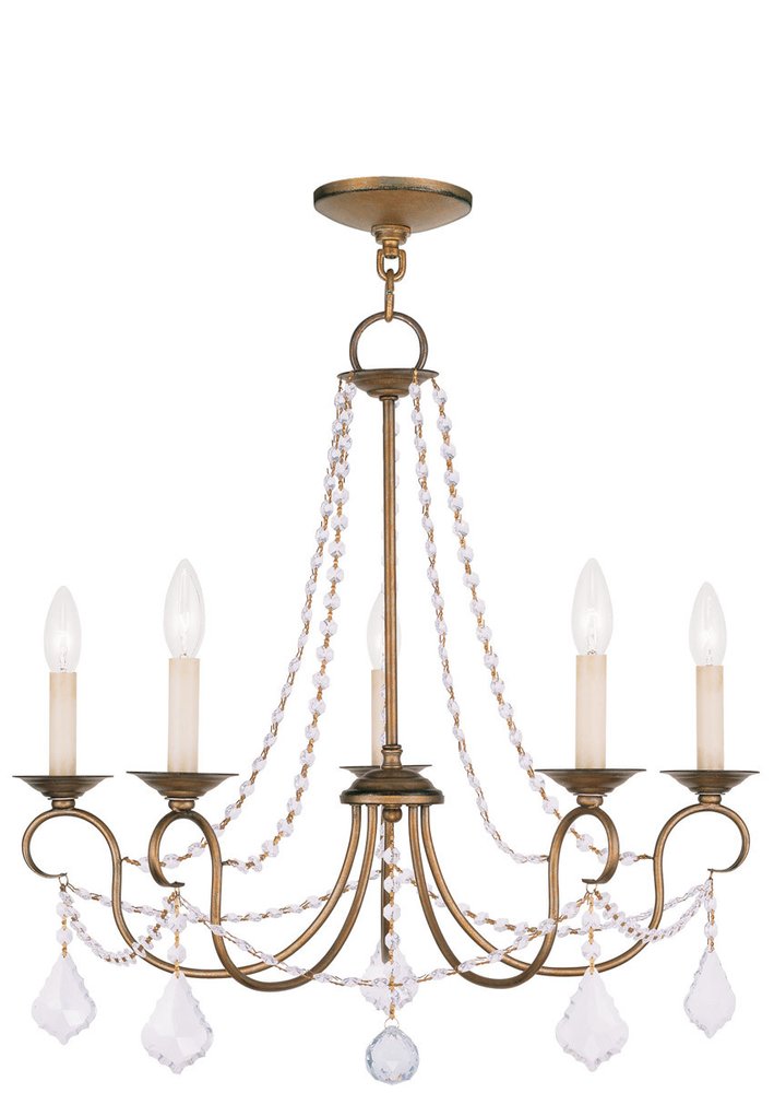 Five Light Dimmable Chandelier With Shades