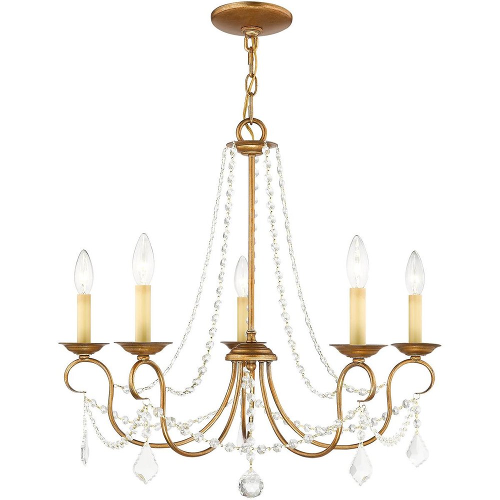 Five Light Dimmable Chandelier With Shades