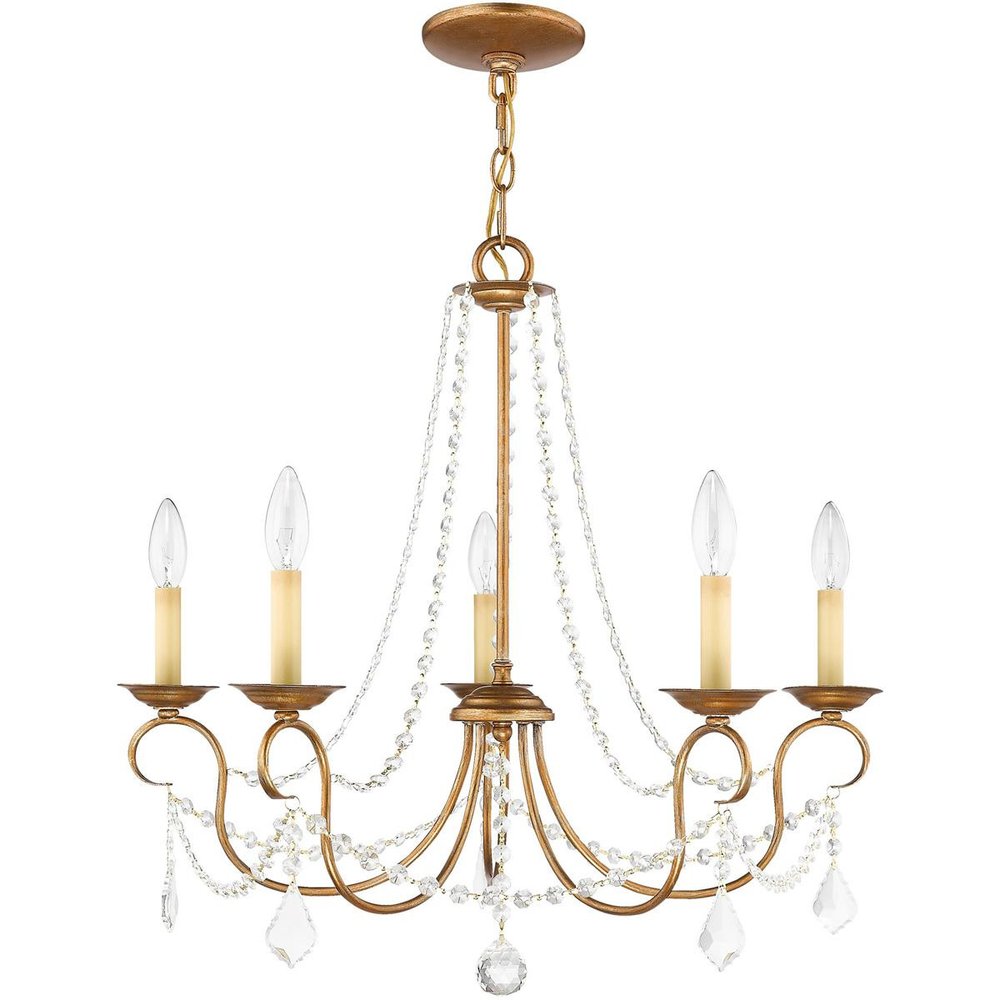 Five Light Dimmable Chandelier With Shades