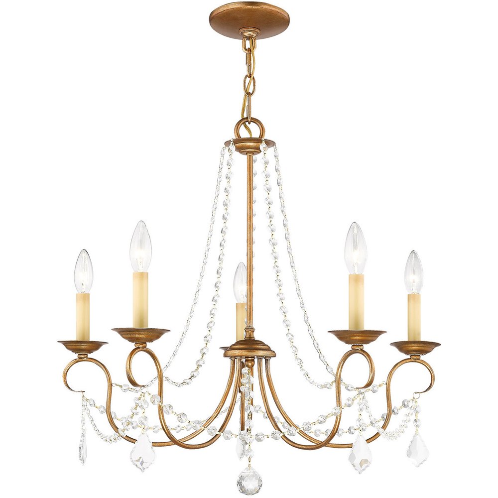 Five Light Dimmable Chandelier With Shades