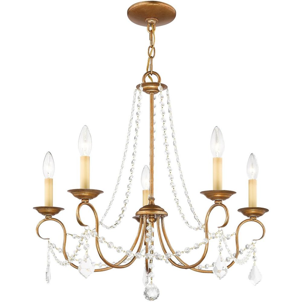 Five Light Dimmable Chandelier With Shades