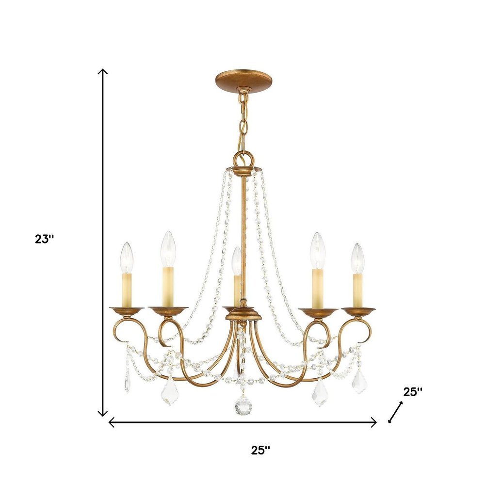 Five Light Dimmable Chandelier With Shades