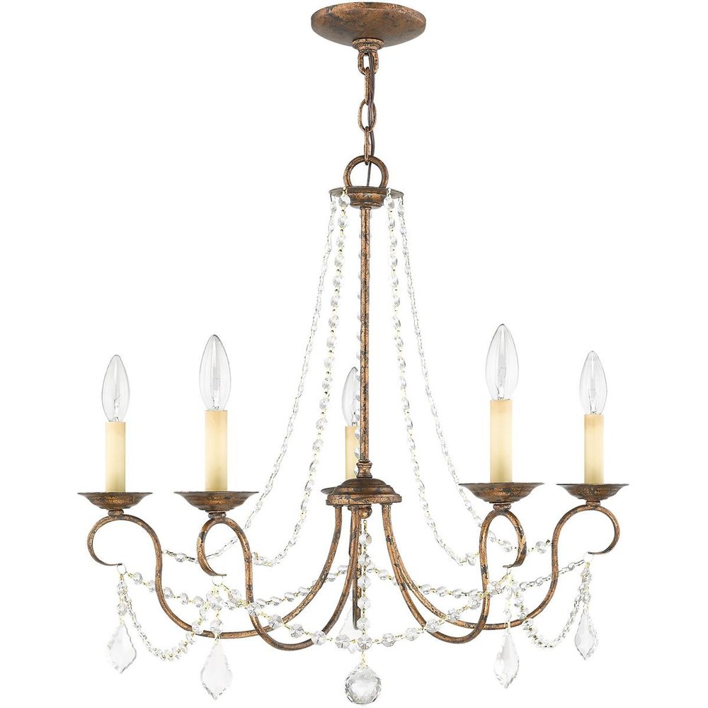 Five Light Dimmable Chandelier With Shades