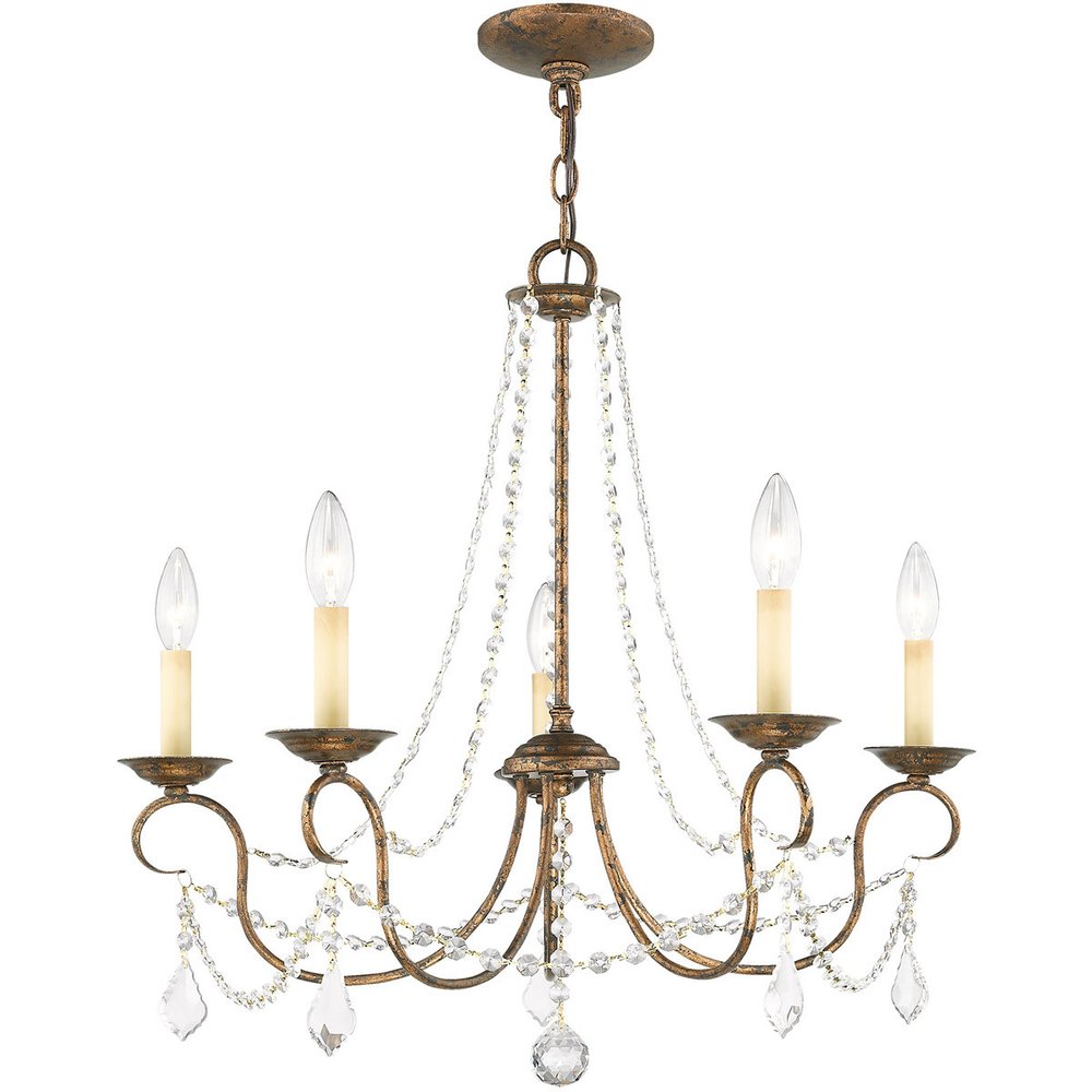 Five Light Dimmable Chandelier With Shades