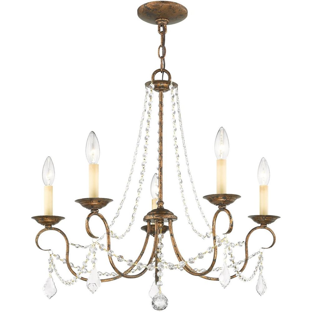 Five Light Dimmable Chandelier With Shades