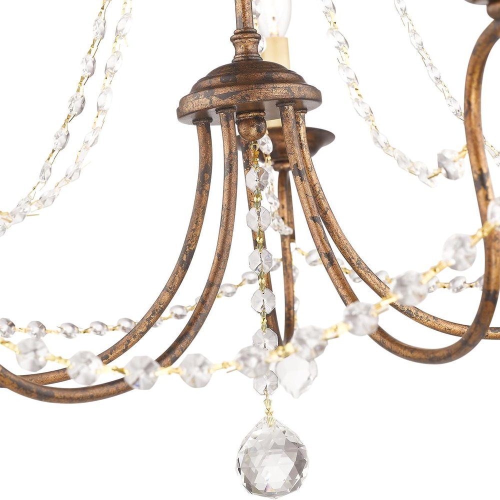 Bronze Five Light Metal Dimmable Chandelier With Shades