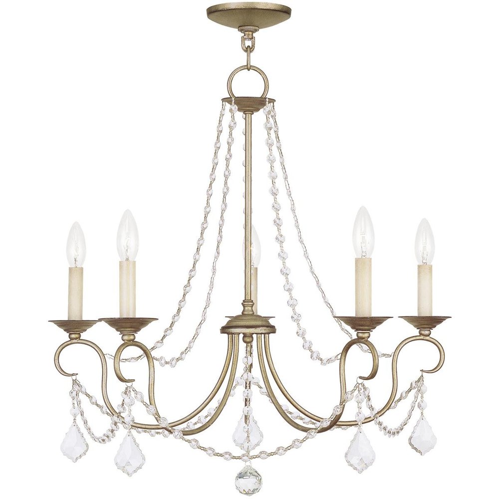 Five Light Dimmable Chandelier With Shades