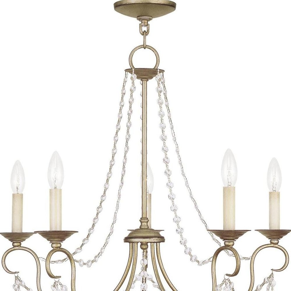 Five Light Dimmable Chandelier With Shades