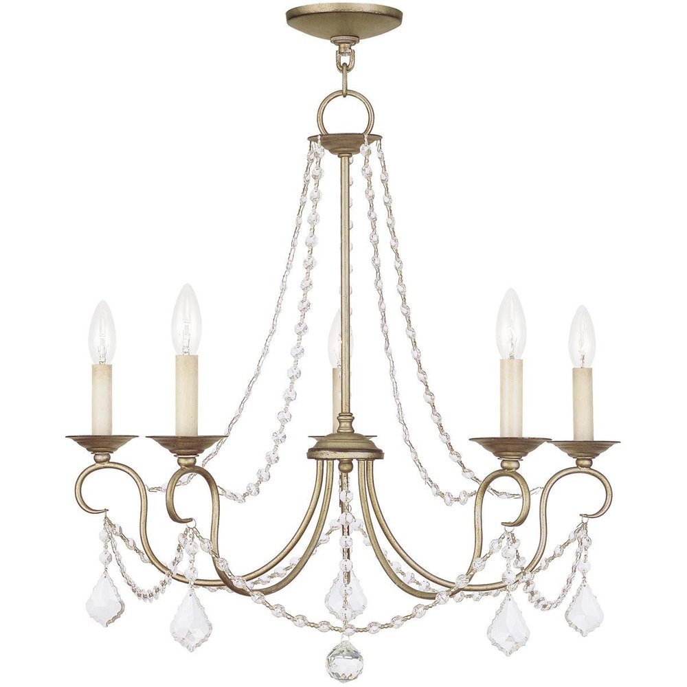 Five Light Dimmable Chandelier With Shades
