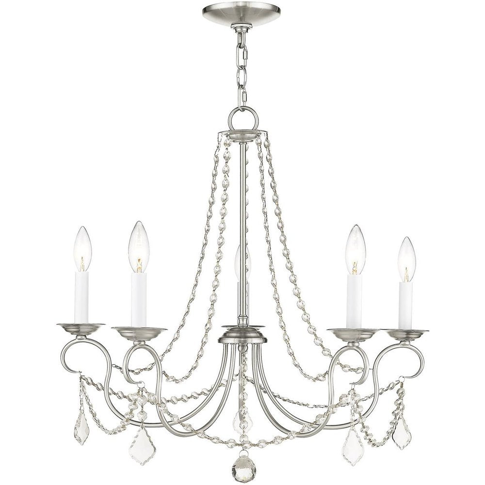 Five Light Dimmable Chandelier With Shades