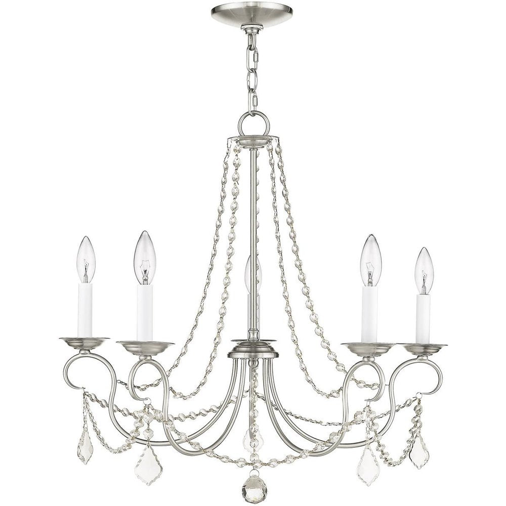 Five Light Dimmable Chandelier With Shades