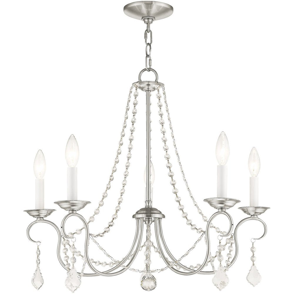Five Light Dimmable Chandelier With Shades