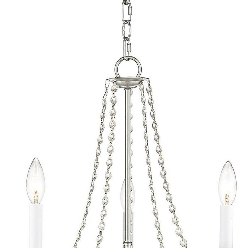 Nickel Five Light Metal Dimmable Chandelier With Shades