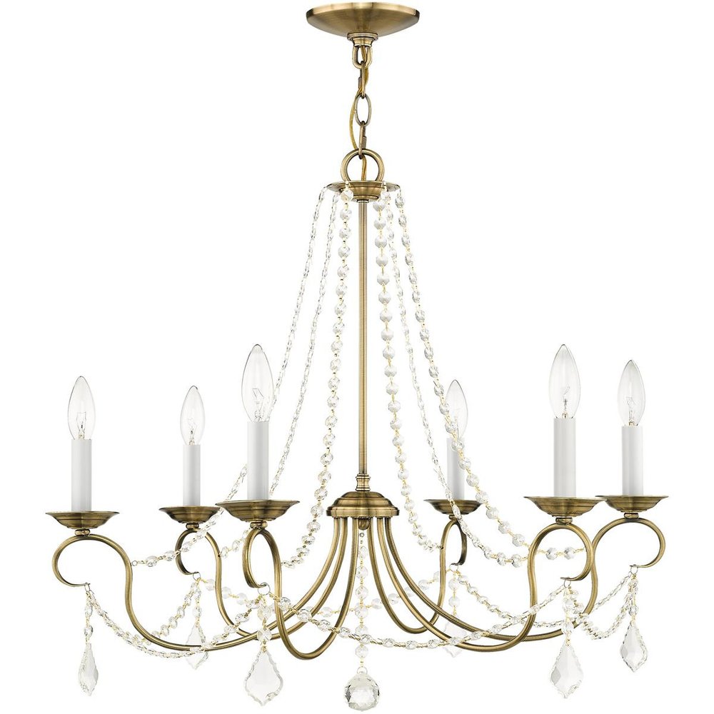 Six Light Dimmable Chandelier With Shades