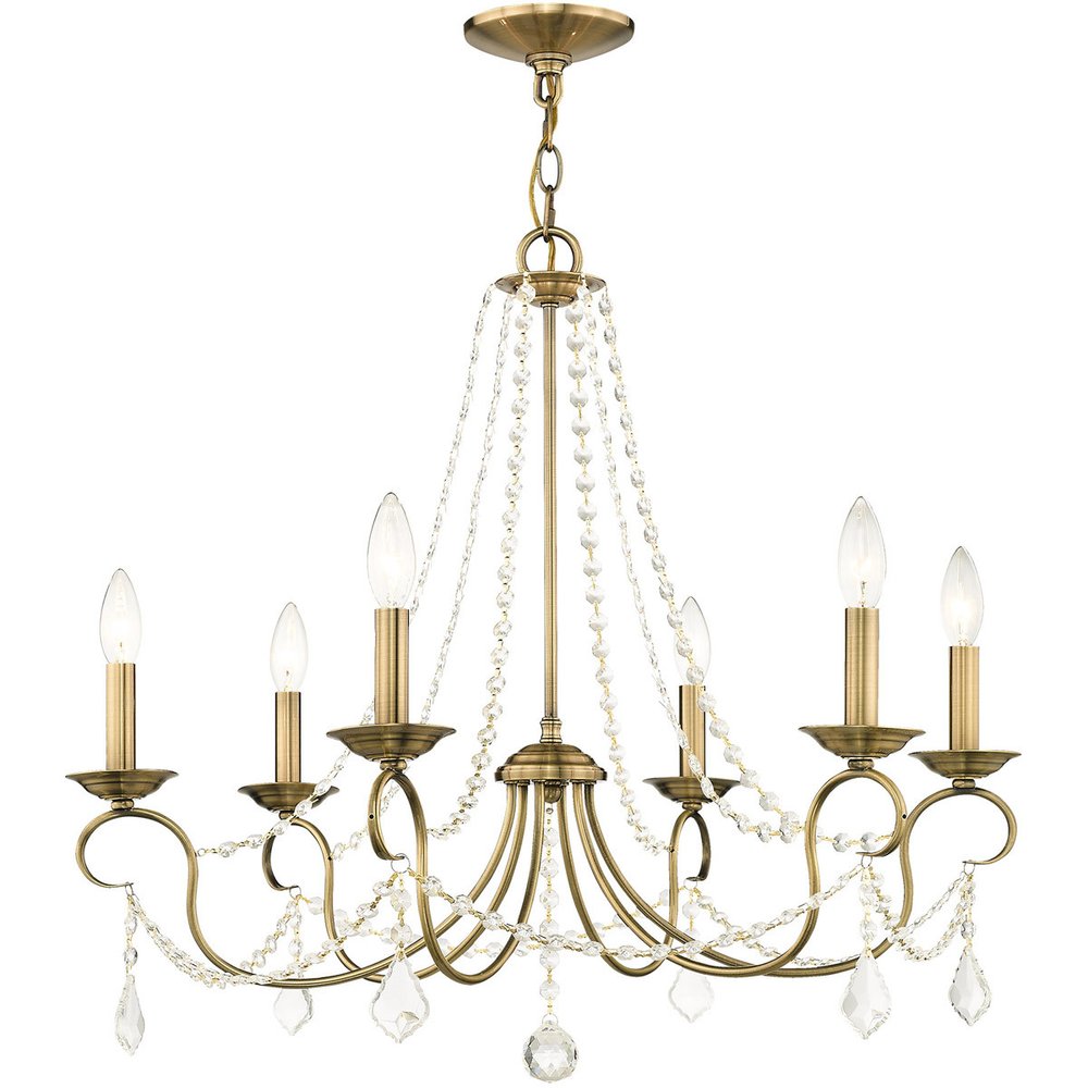Six Light Dimmable Chandelier With Shades