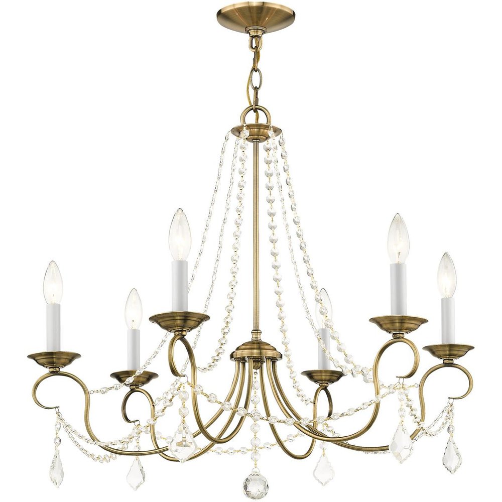 Six Light Dimmable Chandelier With Shades