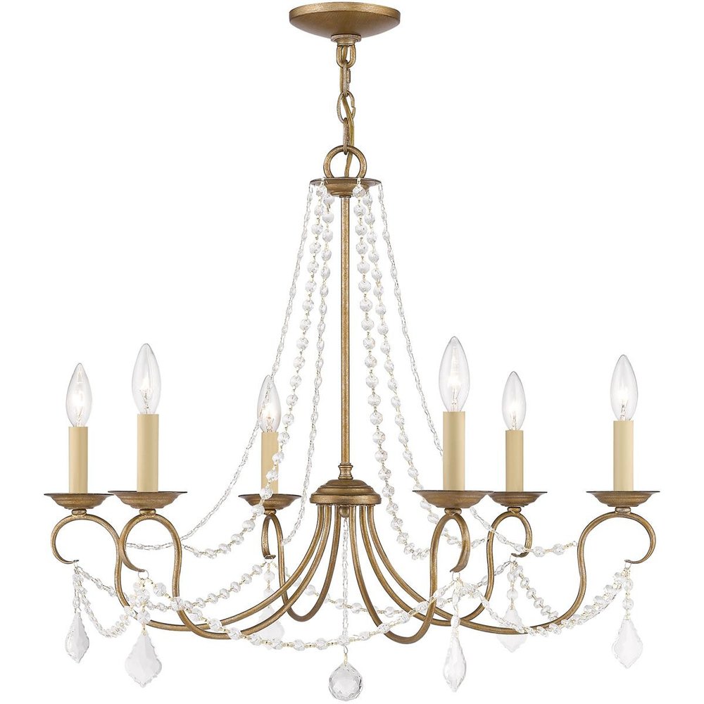 Six Light Dimmable Chandelier With Shades