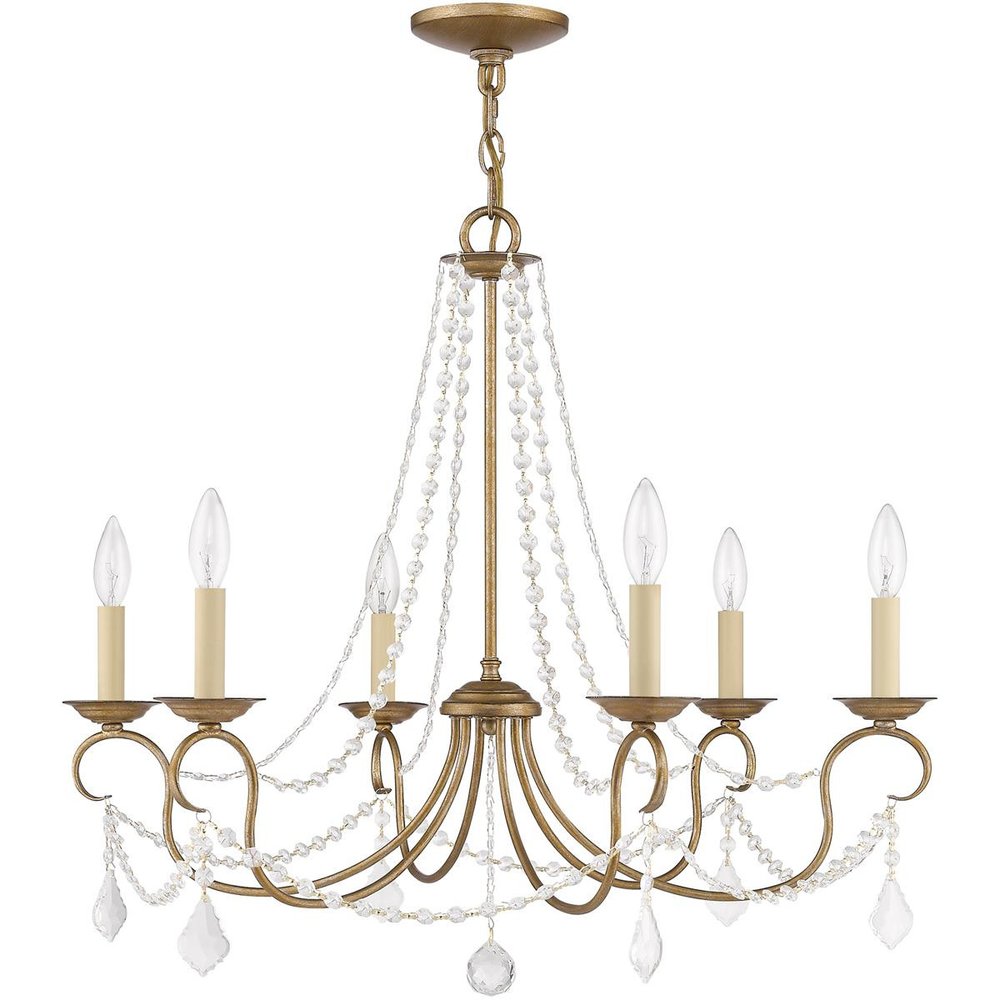 Six Light Dimmable Chandelier With Shades