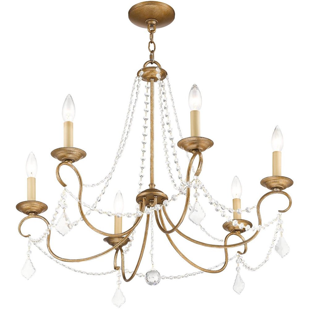 Six Light Dimmable Chandelier With Shades
