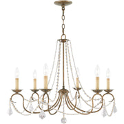 Bronze Six Light Metal Dimmable Chandelier With Shades