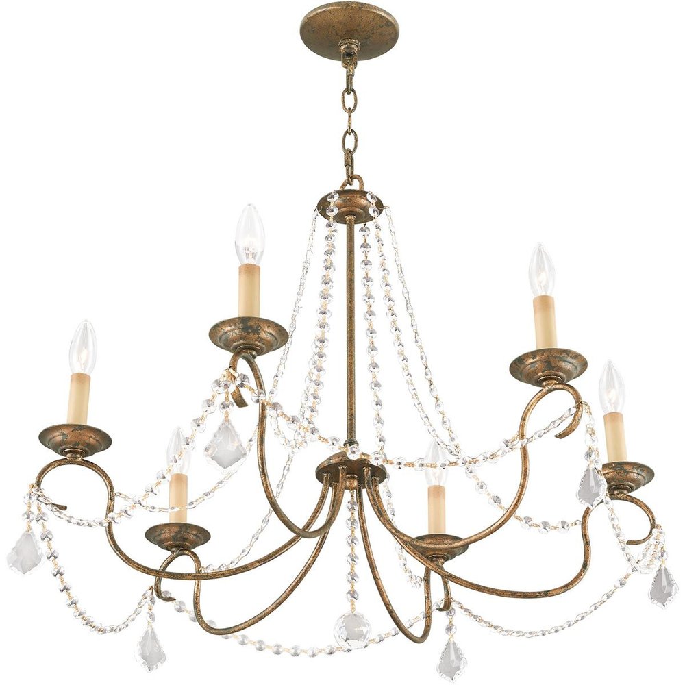 Bronze Six Light Metal Dimmable Chandelier With Shades