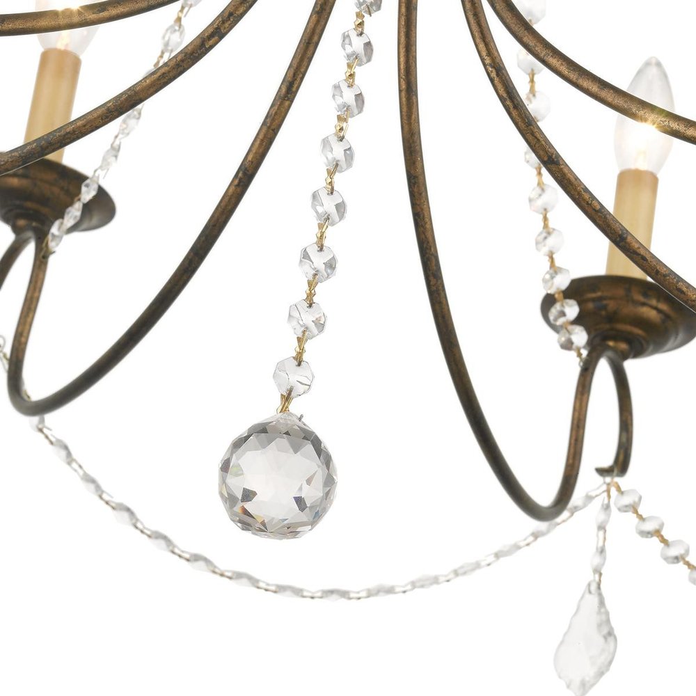 Bronze Six Light Metal Dimmable Chandelier With Shades