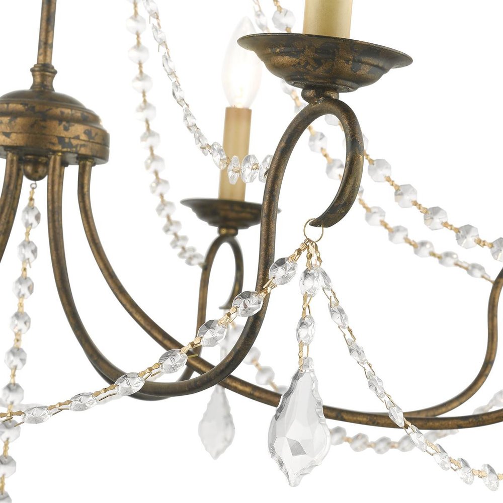 Bronze Six Light Metal Dimmable Chandelier With Shades