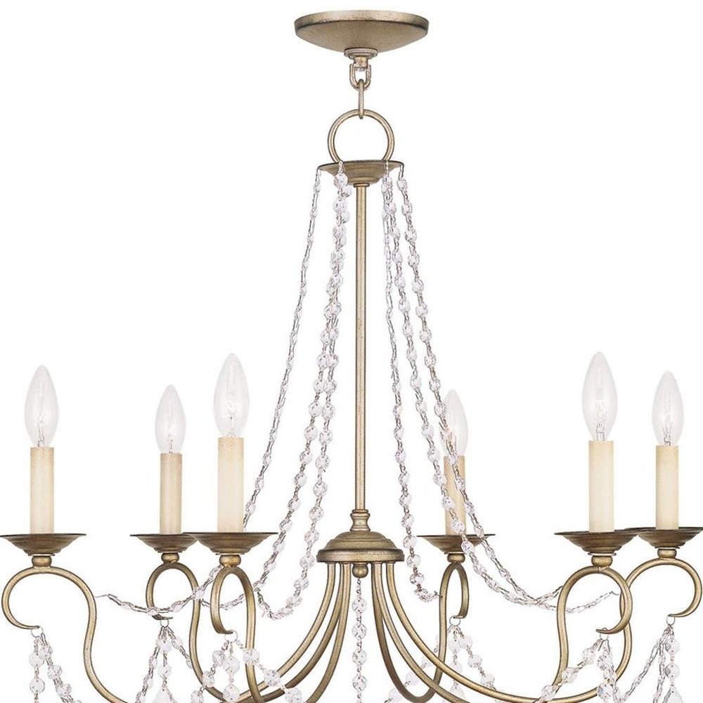 Six Light Dimmable Chandelier With Shades