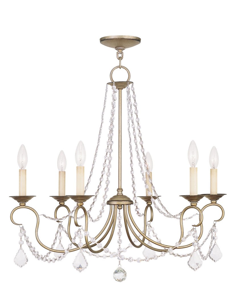 Six Light Dimmable Chandelier With Shades