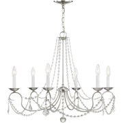 Nickel Six Light Metal Dimmable Chandelier With Shades