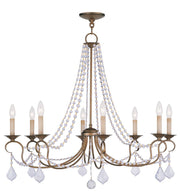 Eight Light Dimmable Chandelier With Shades