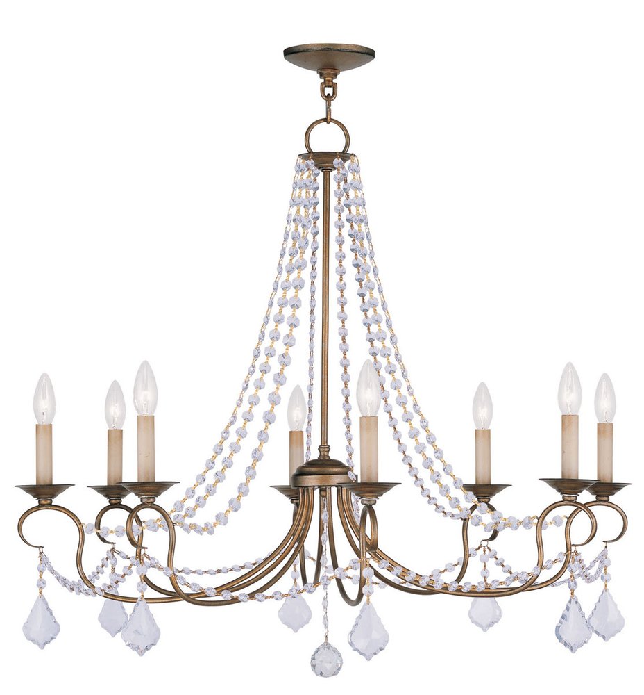 Eight Light Dimmable Chandelier With Shades
