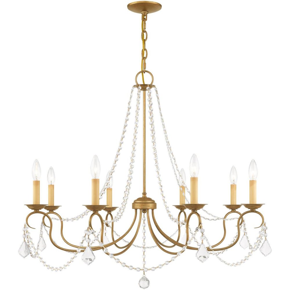Eight Light Dimmable Chandelier With Shades