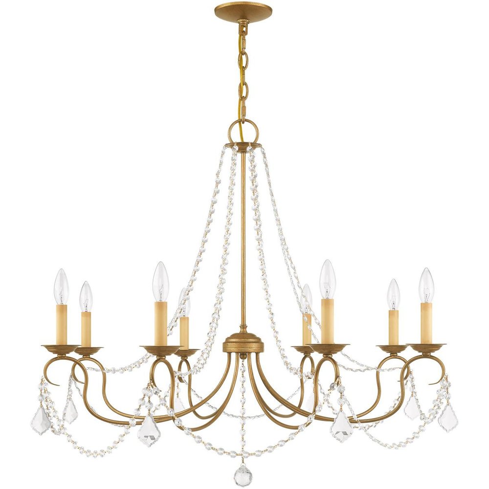 Eight Light Dimmable Chandelier With Shades