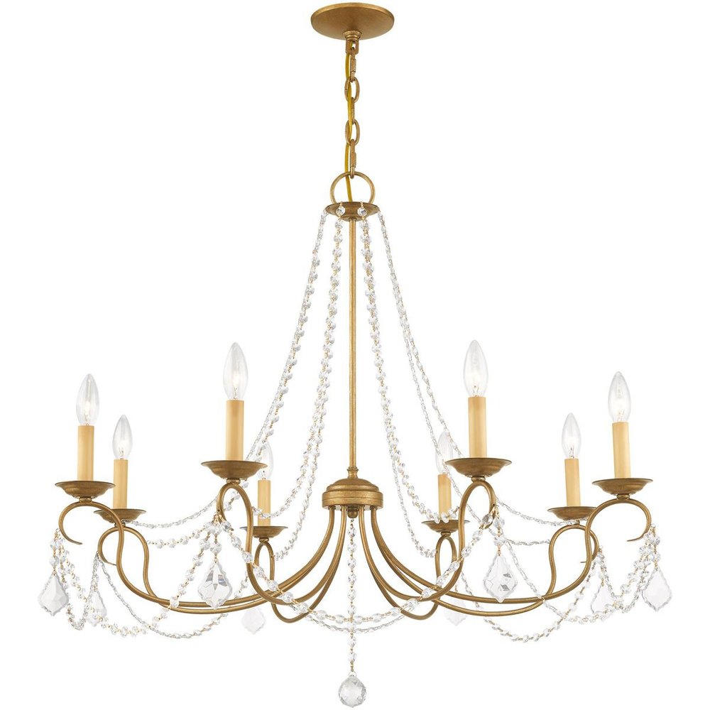 Eight Light Dimmable Chandelier With Shades