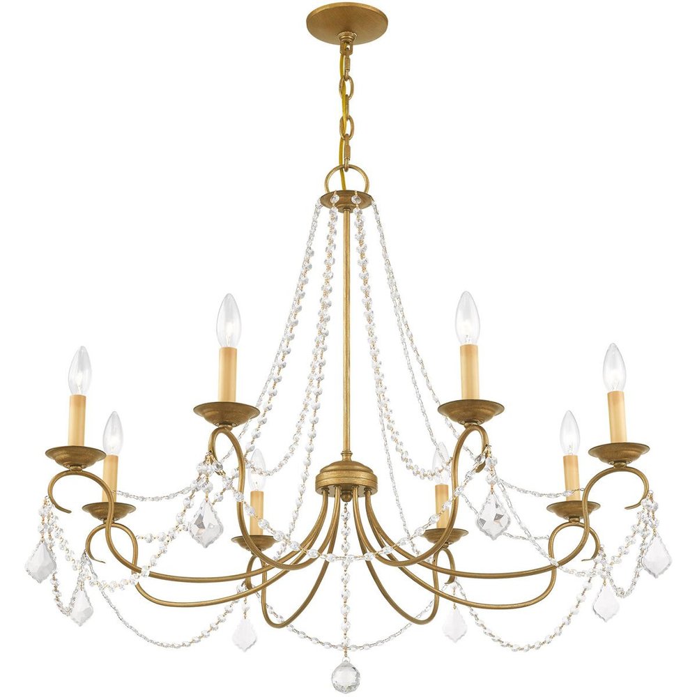 Eight Light Dimmable Chandelier With Shades