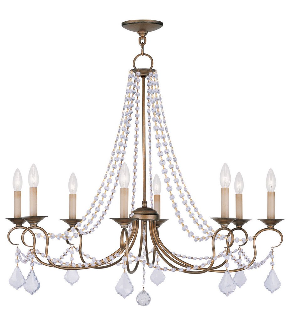 Eight Light Dimmable Chandelier With Shades