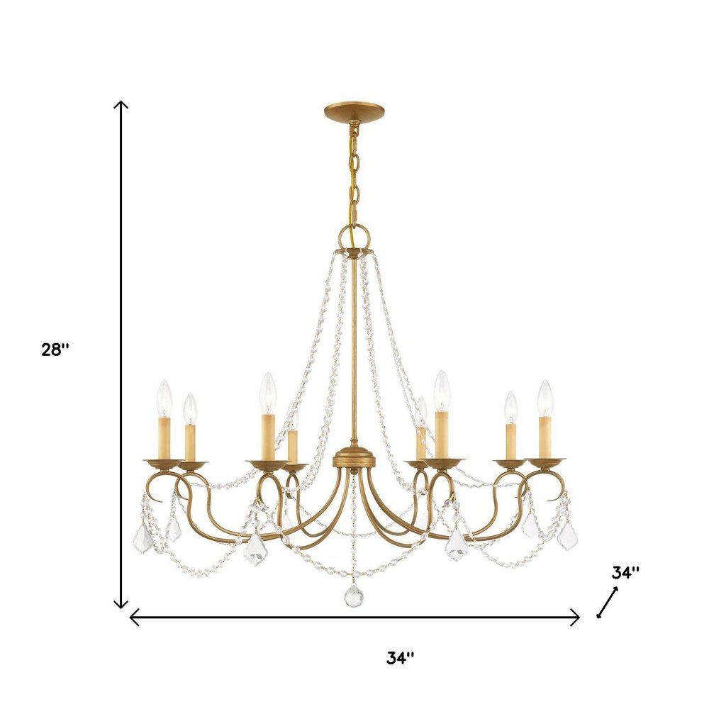Eight Light Dimmable Chandelier With Shades