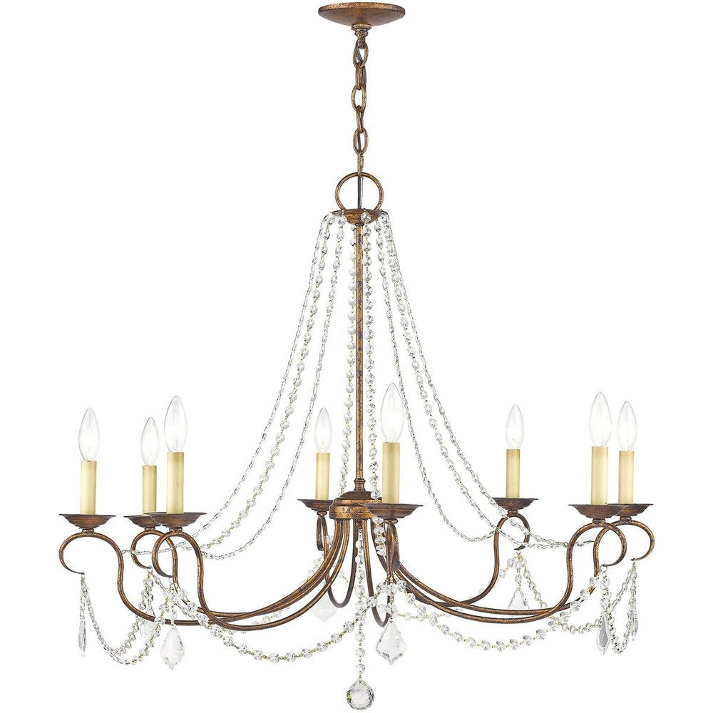 Eight Light Dimmable Chandelier With Shades