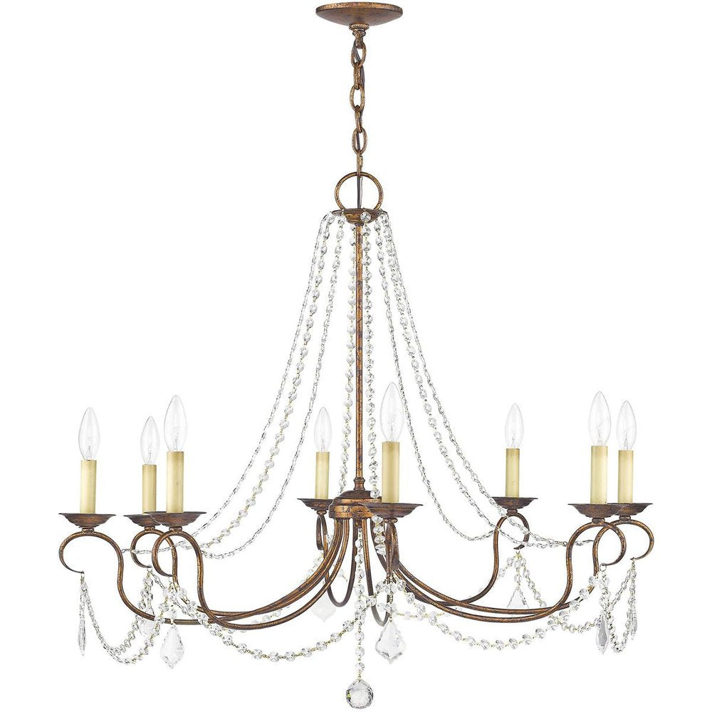 Eight Light Dimmable Chandelier With Shades