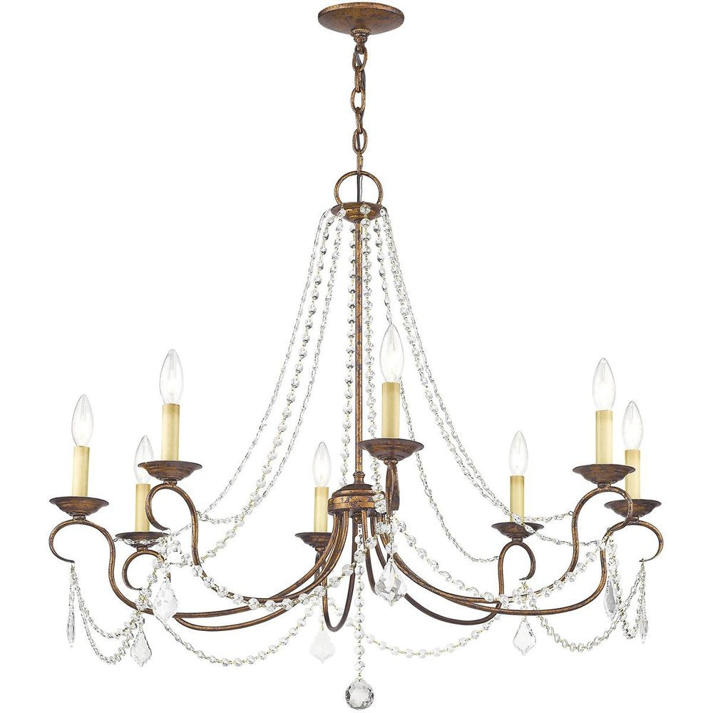 Eight Light Dimmable Chandelier With Shades