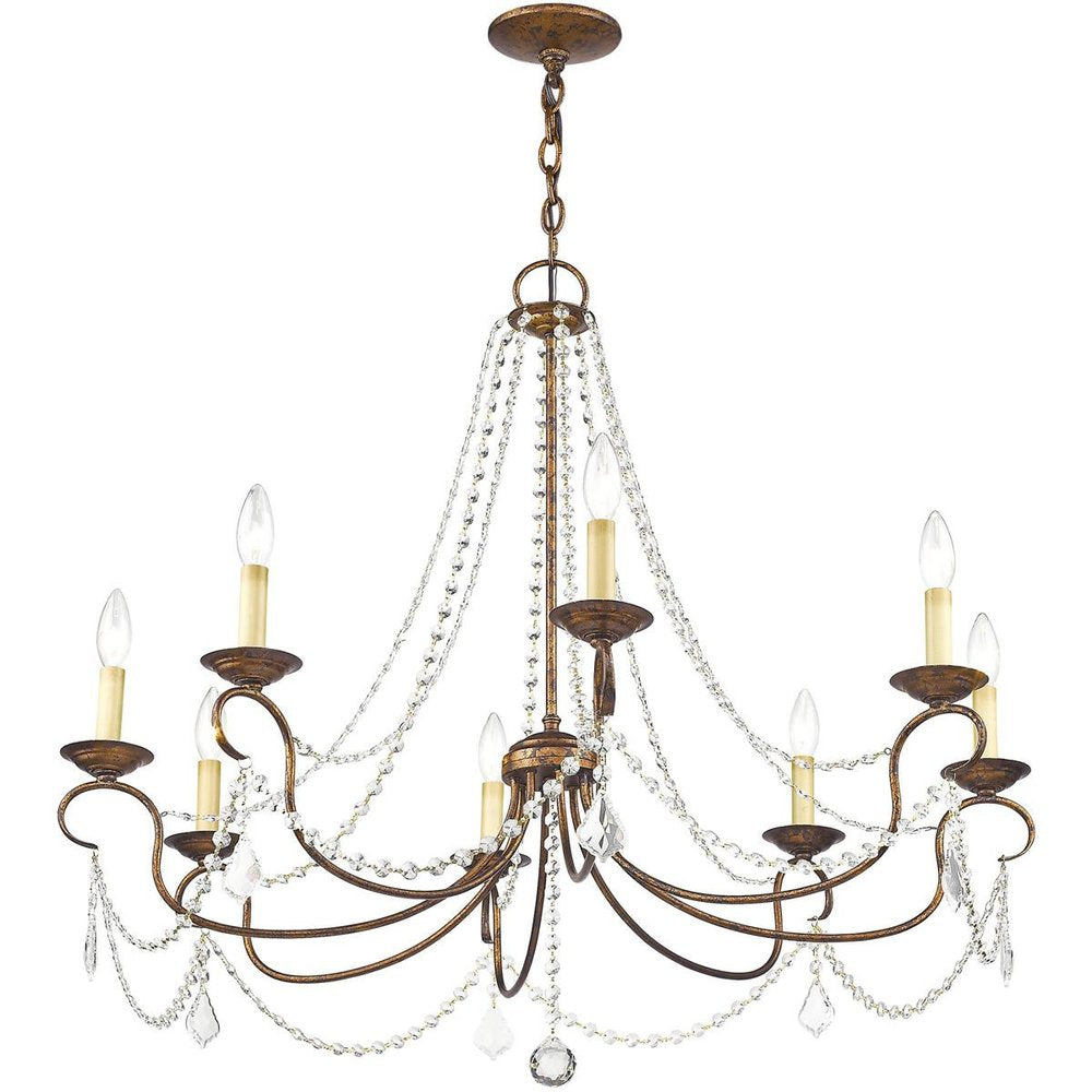 Eight Light Dimmable Chandelier With Shades