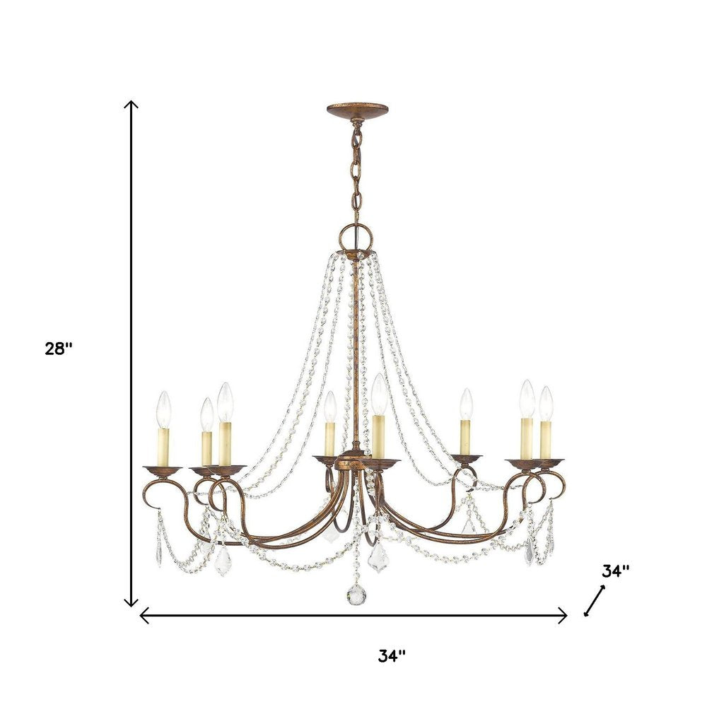 Eight Light Dimmable Chandelier With Shades