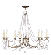 Eight Light Dimmable Chandelier With Shades