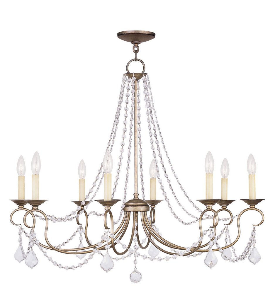 Eight Light Dimmable Chandelier With Shades