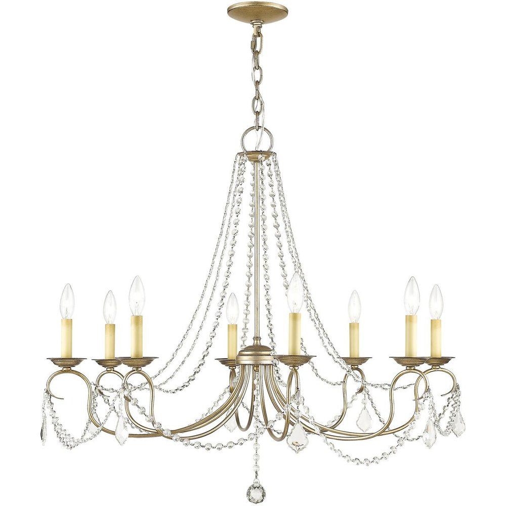 Eight Light Dimmable Chandelier With Shades