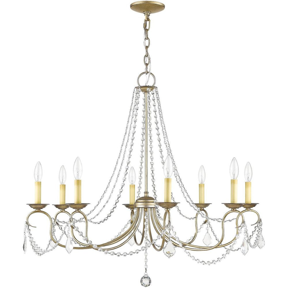 Eight Light Dimmable Chandelier With Shades