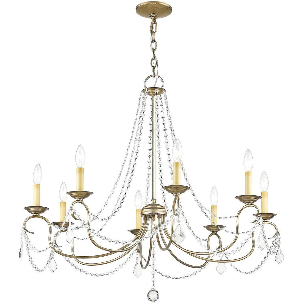 Eight Light Dimmable Chandelier With Shades