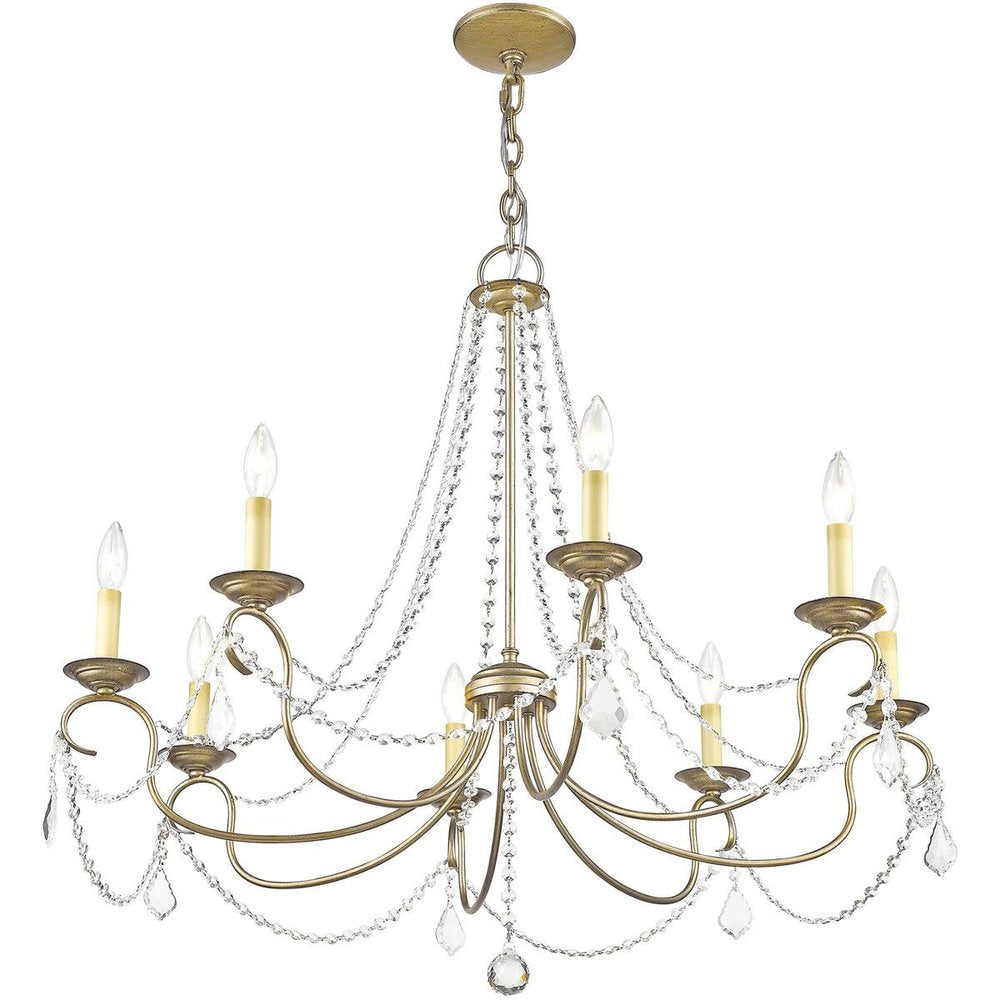 Eight Light Dimmable Chandelier With Shades