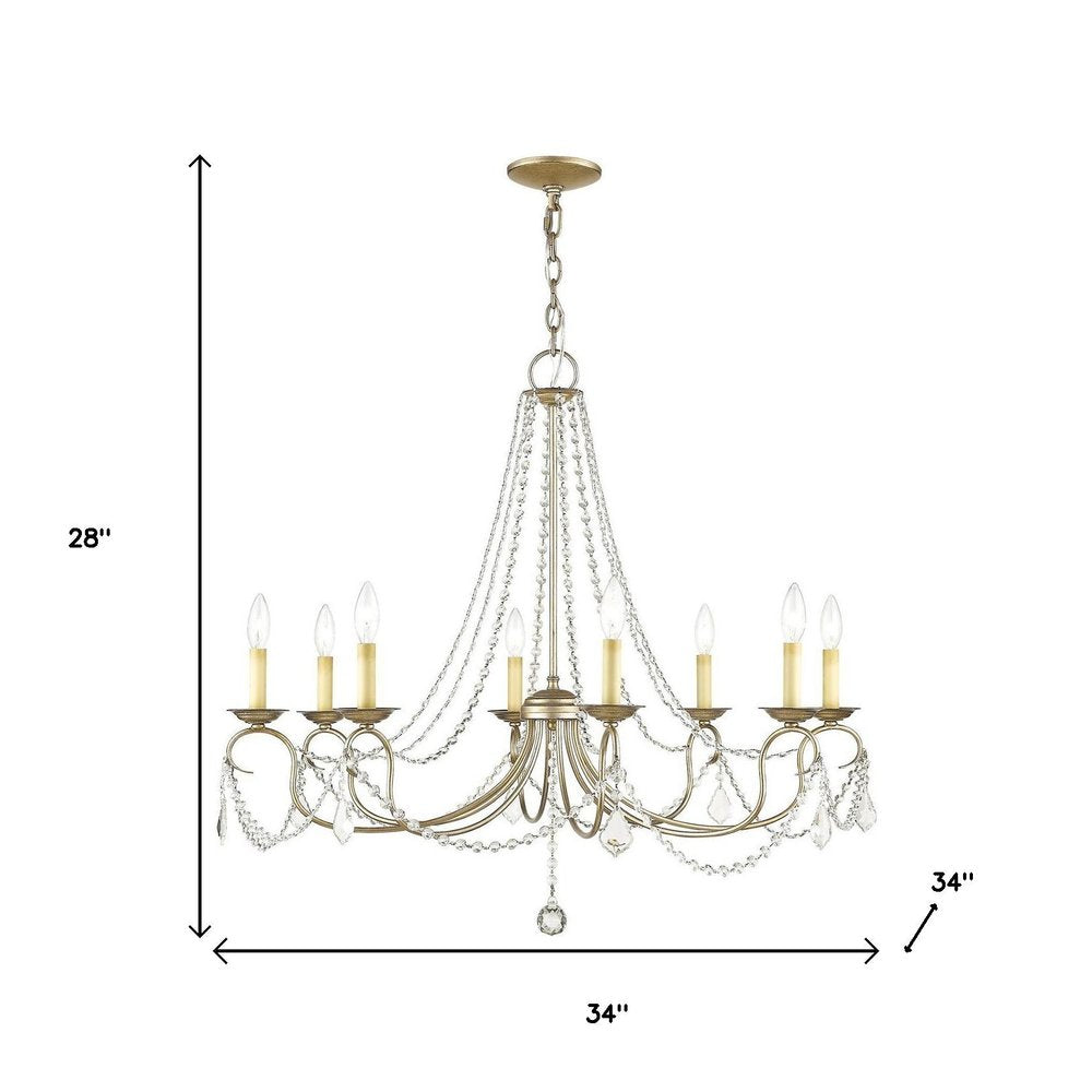 Eight Light Dimmable Chandelier With Shades